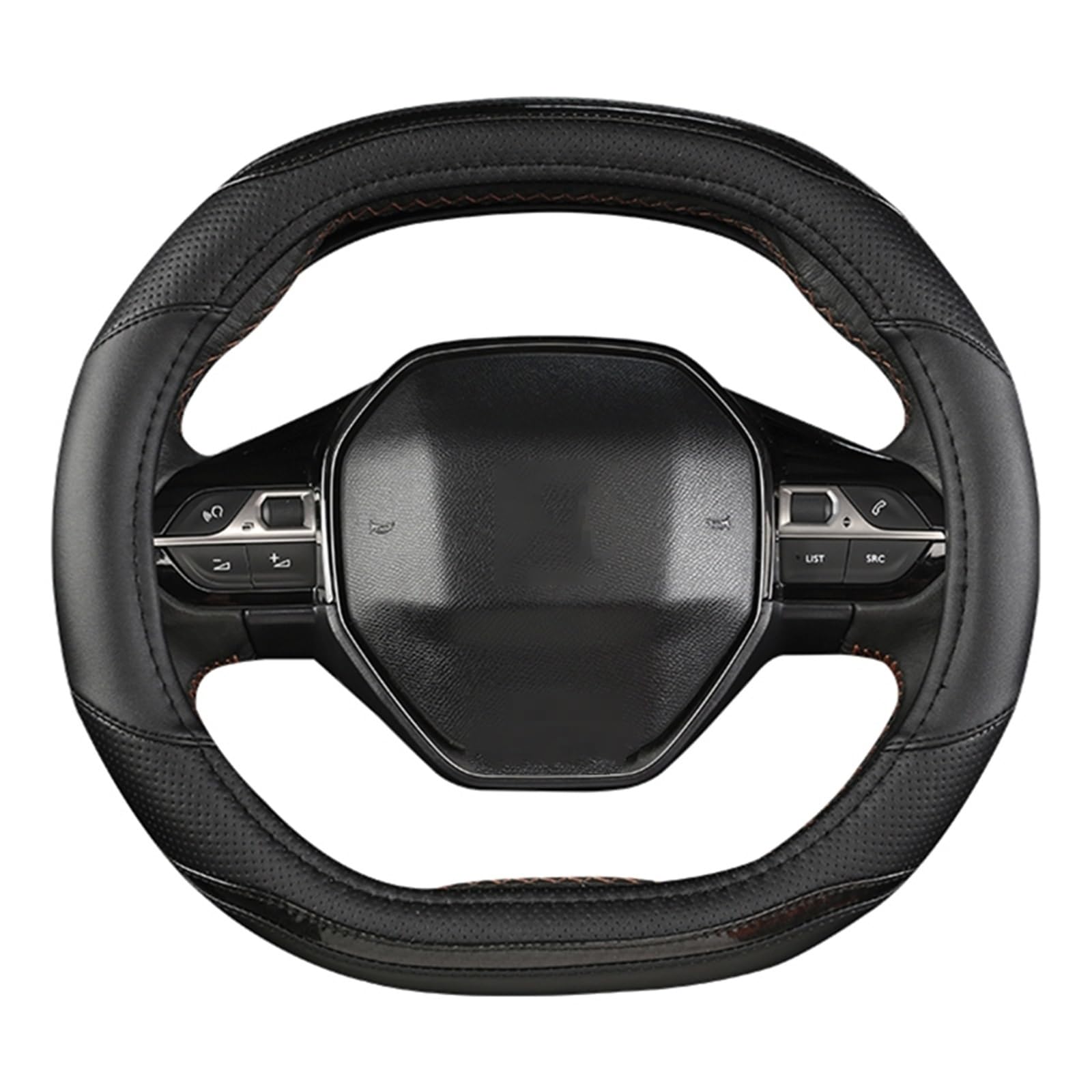Lenkradabdeckung Für Peugeot 3008 4008 5008 Auto Lenkrad Abdeckung Carbon Faser + PU Leder Auto Innen Zubehör Auto Lenkradbezug(Schwarz) von LEIFEIS