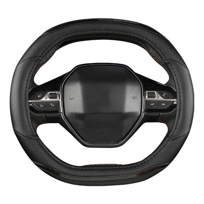 Lenkradabdeckung Für Peugeot 3008 4008 5008 Auto Lenkrad Abdeckung Carbon Faser + PU Leder Auto Innen Zubehör Auto Lenkradbezug(Schwarz) von LEIFEIS