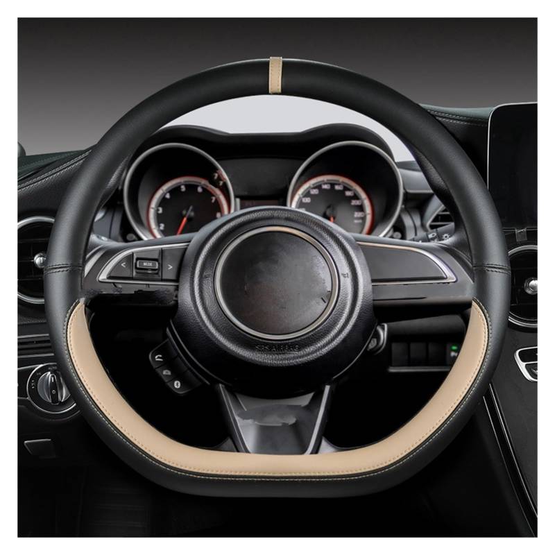 Lenkradabdeckung Für Suzuki Für Swift 2017 2018 2019 2020 2021 2022 Sport Auto Mikrofaser Leder D Form 38 cm Auto Lenkrad Abdeckung Auto Lenkradbezug(BEIGE) von LEIFEIS