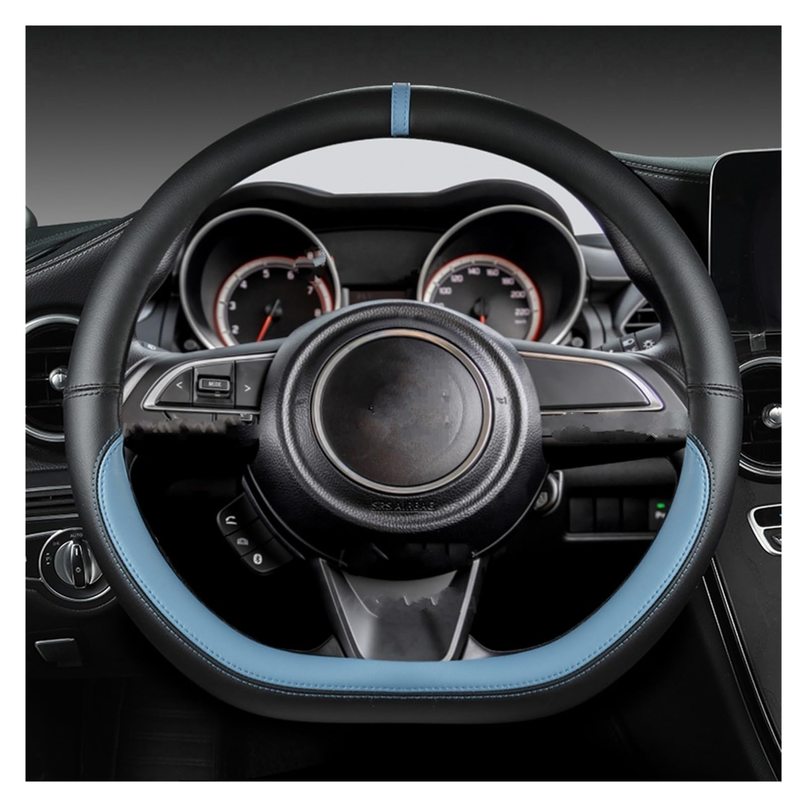 Lenkradabdeckung Für Suzuki Für Swift 2017 2018 2019 2020 2021 2022 Sport Auto Mikrofaser Leder D Form 38 cm Auto Lenkrad Abdeckung Auto Lenkradbezug(Blue) von LEIFEIS