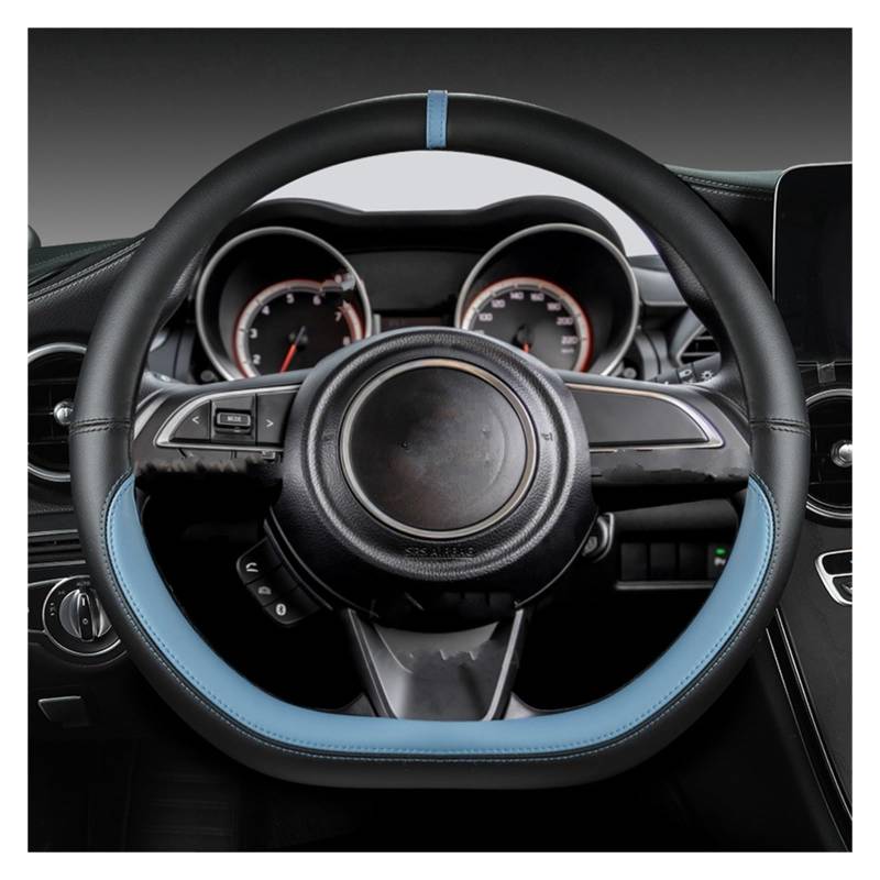 Lenkradabdeckung Für Suzuki Für Swift 2017 2018 2019 2020 2021 2022 Sport Auto Mikrofaser Leder D Form 38 cm Auto Lenkrad Abdeckung Auto Lenkradbezug(Blue) von LEIFEIS