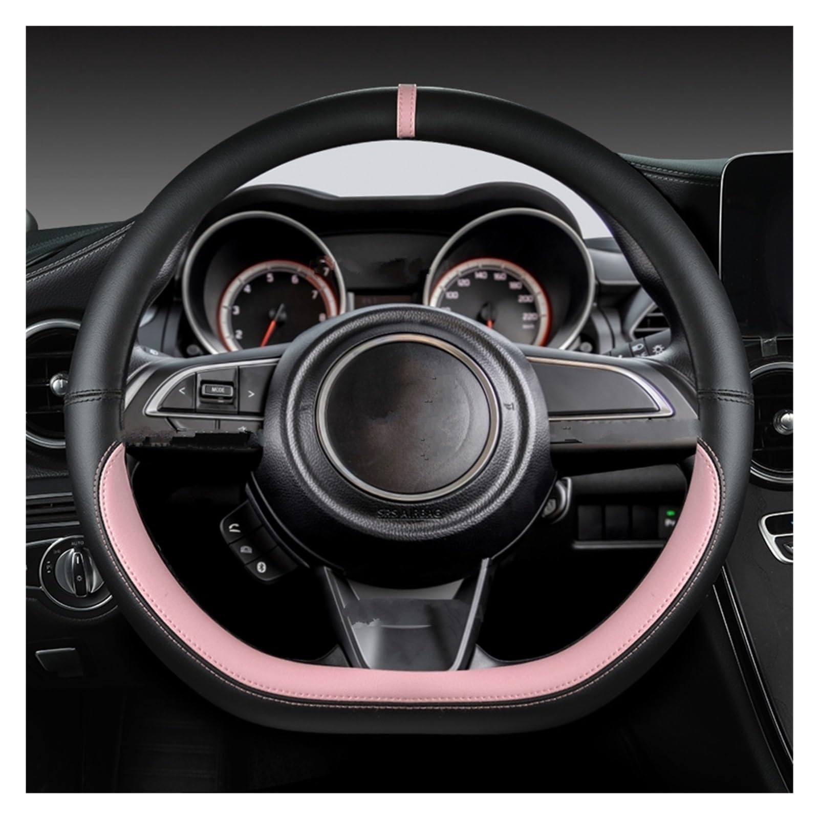 Lenkradabdeckung Für Suzuki Für Swift 2017 2018 2019 2020 2021 2022 Sport Auto Mikrofaser Leder D Form 38 cm Auto Lenkrad Abdeckung Auto Lenkradbezug(PINK) von LEIFEIS