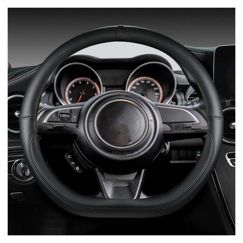 Lenkradabdeckung Für Suzuki Für Swift 2017 2018 2019 2020 2021 2022 Sport Auto Mikrofaser Leder D Form 38 cm Auto Lenkrad Abdeckung Auto Lenkradbezug(Schwarz) von LEIFEIS