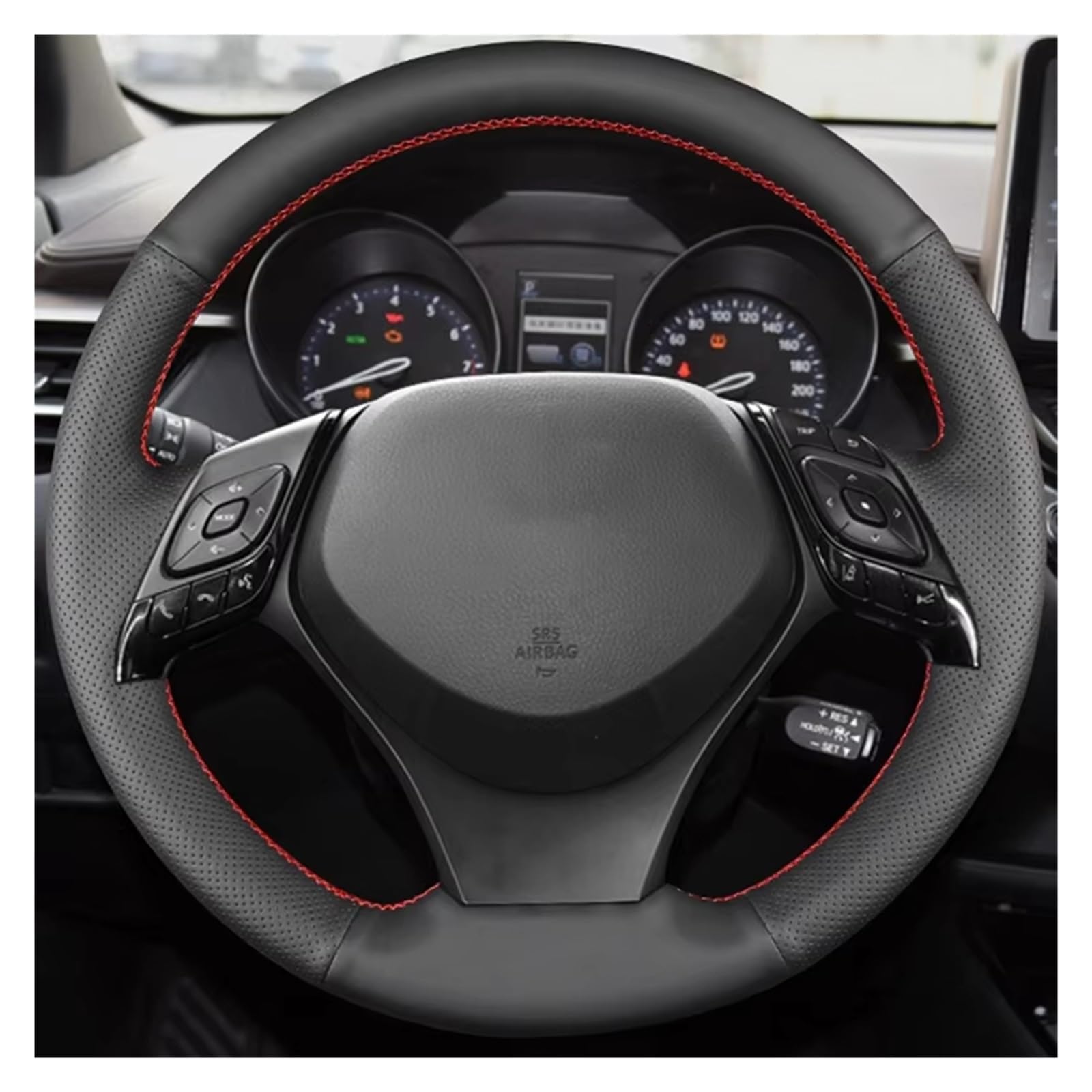 Lenkradabdeckung Für Toyota Für C-HR Für CHR 2016 2017 2018 2019 Für Izoa 2018 2019 Auto Künstliche Leder Geflecht Auto Lenkrad Abdeckung Auto Lenkradbezug(Orange Thread) von LEIFEIS