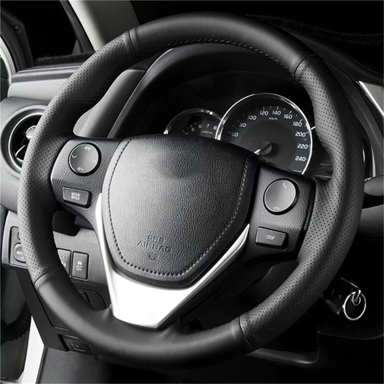 Lenkradabdeckung Für Toyota Für RAV4 2013-2019 Für Corolla 2014-2019 Für Auris 2013-2016 Für Scion IM 2016 Anti-Slip Leder Auto Lenkrad Geflecht Abdeckung Auto Lenkradbezug(Red Blue Thread) von LEIFEIS