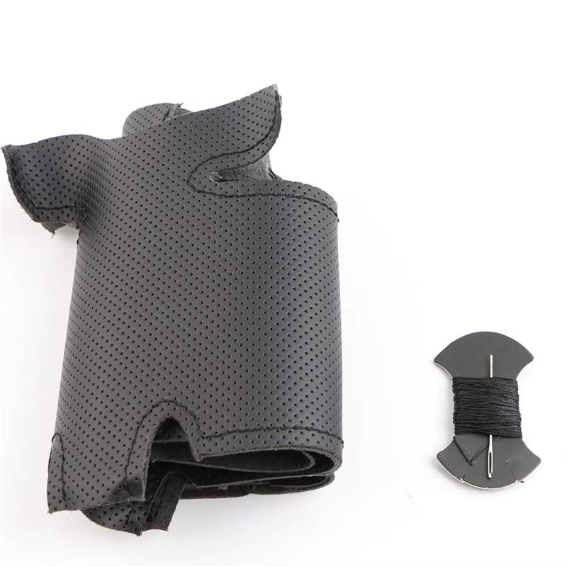 Lenkradabdeckung Für VW Für Crafter Leder Für Lenkrad DIY Auto Lenkrad Abdeckung Auto Lenkradbezug(Black Thread) von LEIFEIS