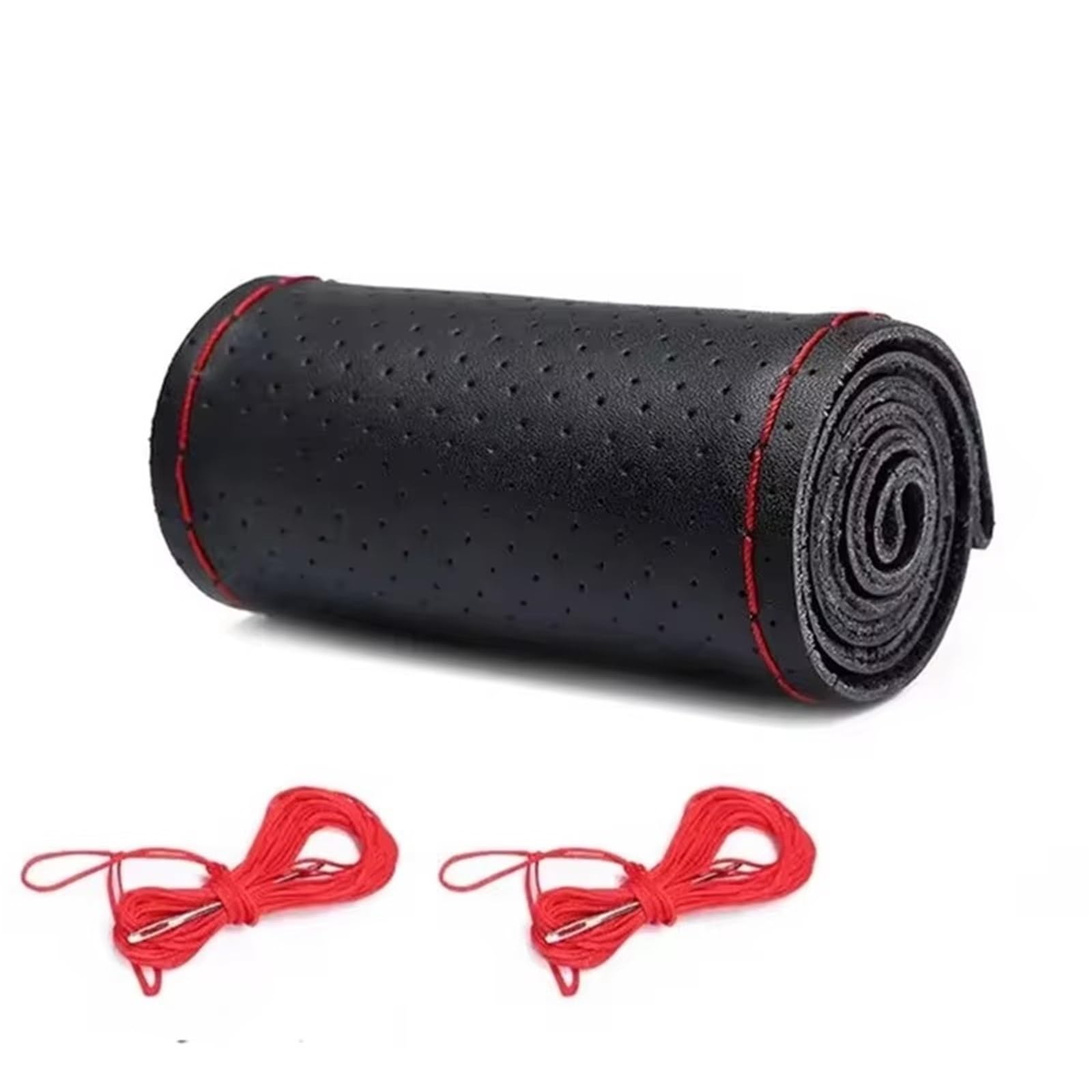 Lenkradabdeckung Für VW Für Golf 4 5 Leder Lenkrad Abdeckung Für Auto Produkte Flechten Lenkrad Schutz Abdeckung Auto Lenkradbezug(with Hole Red) von LEIFEIS