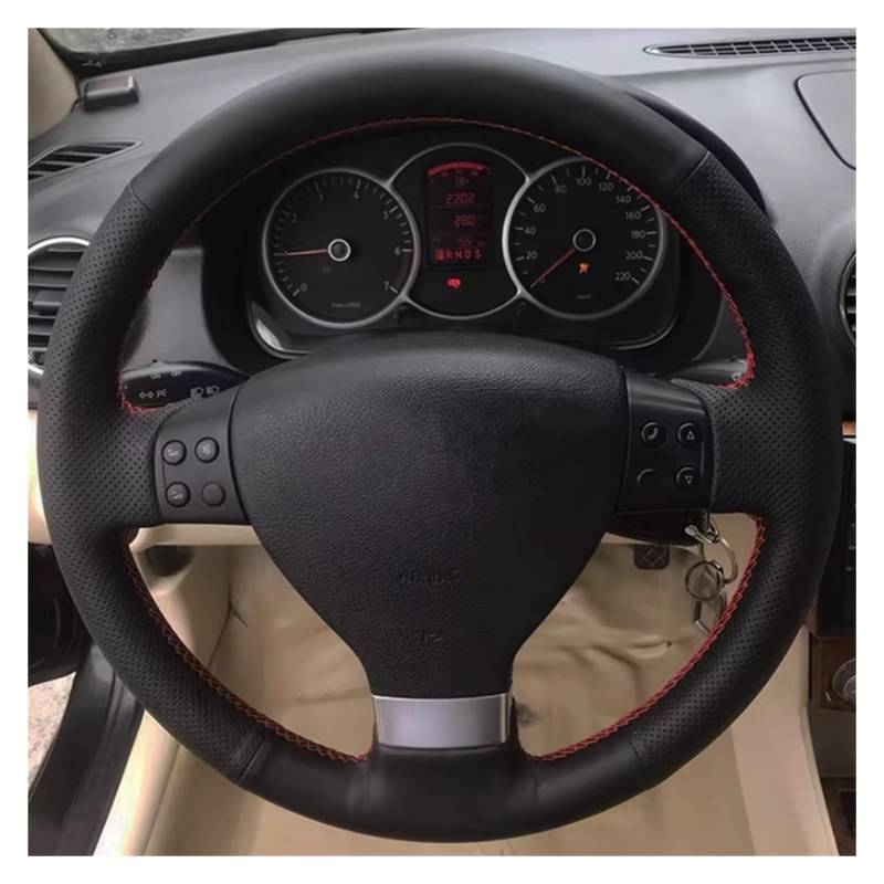 Lenkradabdeckung Für VW Für Golf 5 Mk5 Für Passat B6 Für Tiguan 2007 2008 2009 2010 2011 Auto Lenkrad Abdeckung Geflecht Künstliche Leder Auto Lenkradbezug(Light Blue Thread) von LEIFEIS