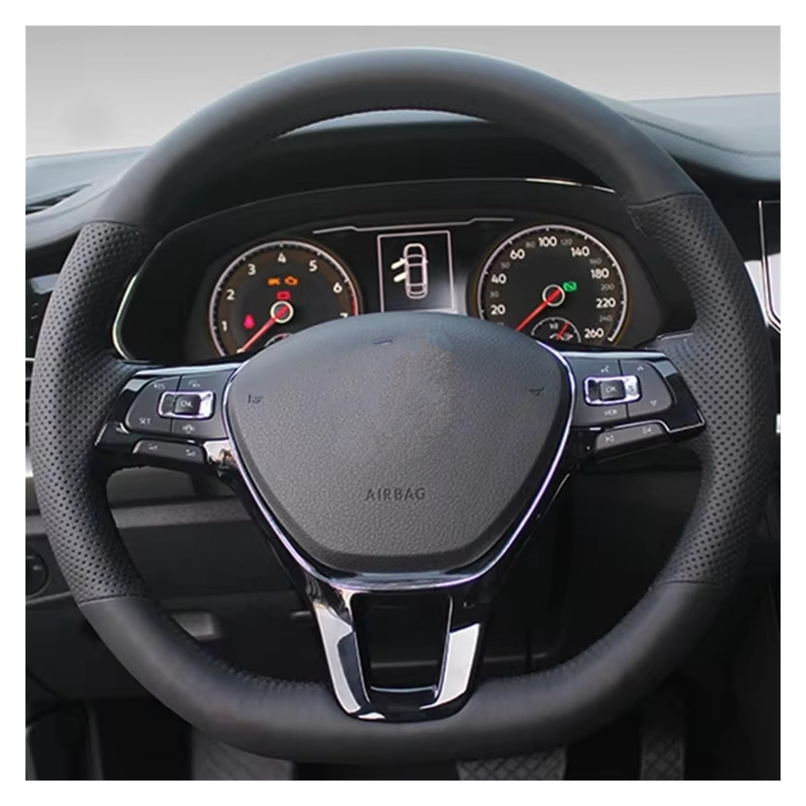Lenkradabdeckung Für VW Für Golf 7 Mk7 Für Touran Up Für Polo Für Jetta Für Passat B8 Für Tiguan Auto Lenkrad Abdeckung künstliche Leder Zubehör Auto Lenkradbezug(Black Thread) von LEIFEIS
