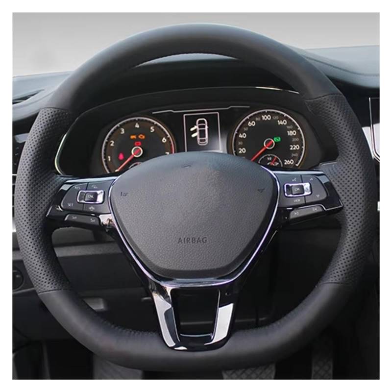 Lenkradabdeckung Für VW Für Golf 7 Mk7 Für Touran Up Für Polo Für Jetta Für Passat B8 Für Tiguan Auto Lenkrad Abdeckung künstliche Leder Zubehör Auto Lenkradbezug(Black Thread) von LEIFEIS