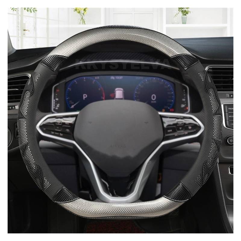 Lenkradabdeckung Für VW Für Sharan Für Passat Für Caddy Für Touran Für Tiguan 2015-2022 Für Teramont Für Atlas Für T-ROC Für T-Cross 2017-2021 D Form Auto Lenkrad Abdeckung Auto Lenkradbezug(Grey) von LEIFEIS