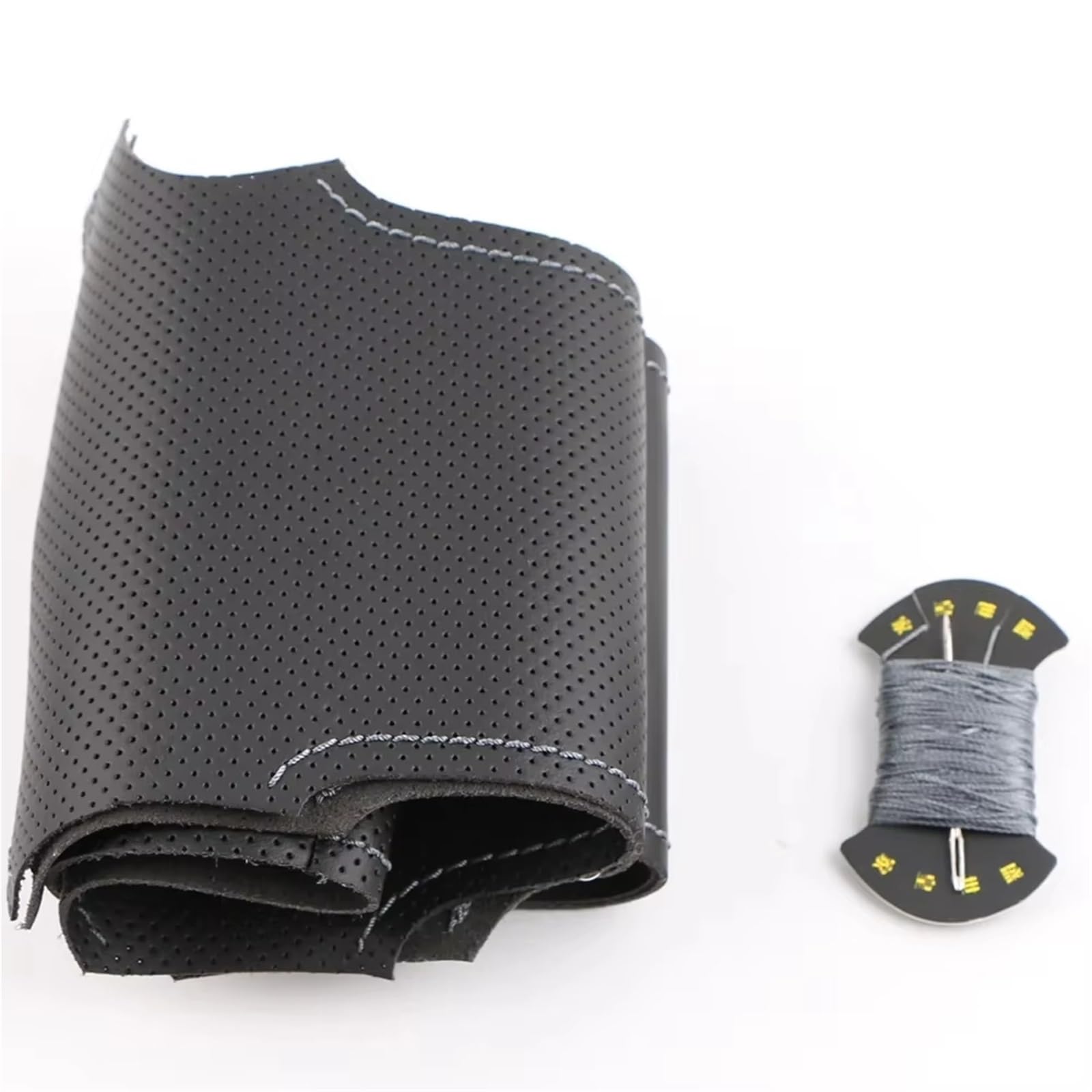 Lenkradabdeckung Für Volvo S80 2004 2005 XC70 2004-2010 S60 2004-2010 XC90 2004-2006 Leder Geflecht Für Lenkrad DIY Auto Lenkrad Abdeckung Auto Lenkradbezug(Grey Thread) von LEIFEIS