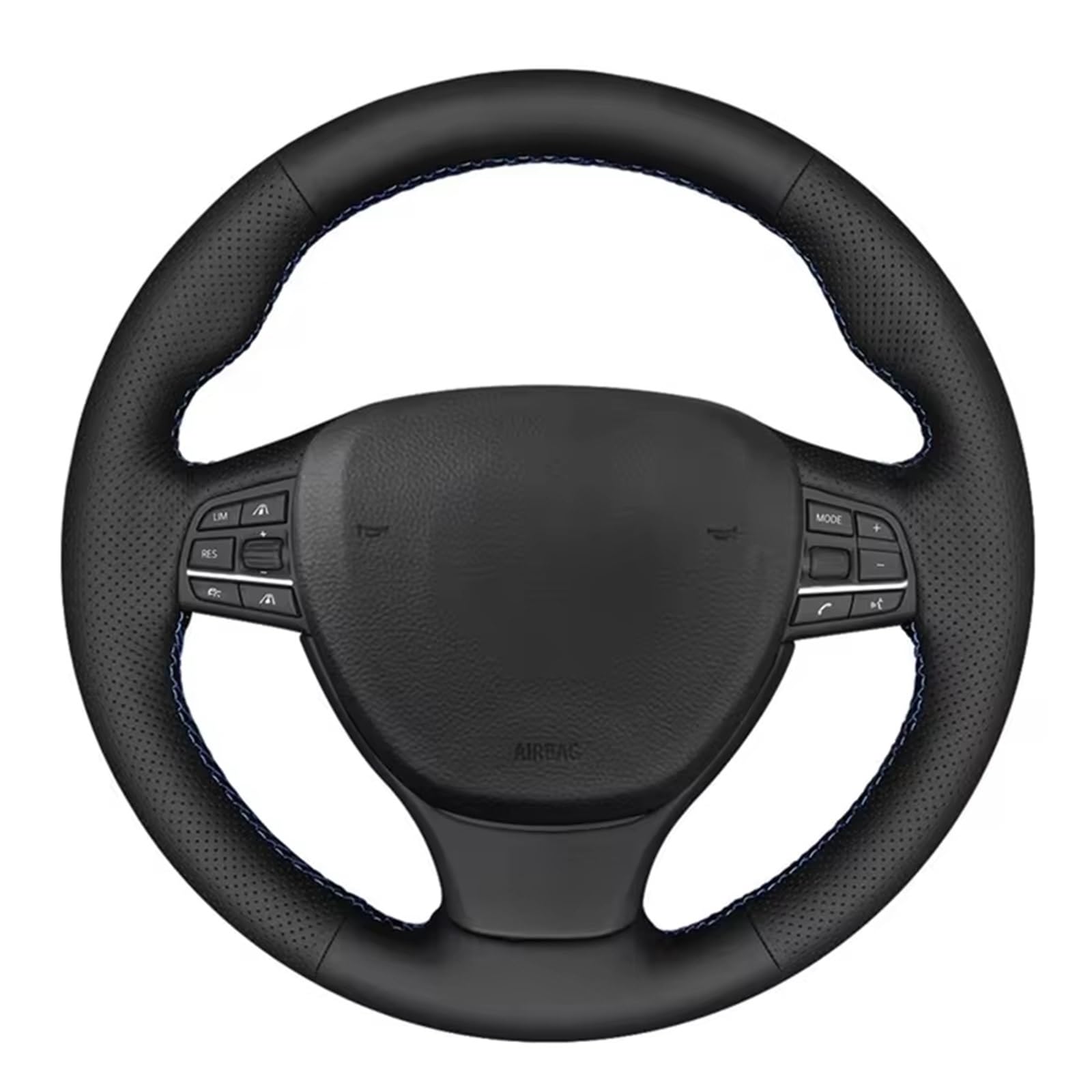 Lenkradabdeckung Sport F10 F11 Für Touring F07 F12 F13 F06 F01 F02 M5 DIY Schwarz Künstliche Leder Hand-genäht Auto Lenkrad Abdeckung Auto Lenkradbezug(Light Blue Thread) von LEIFEIS