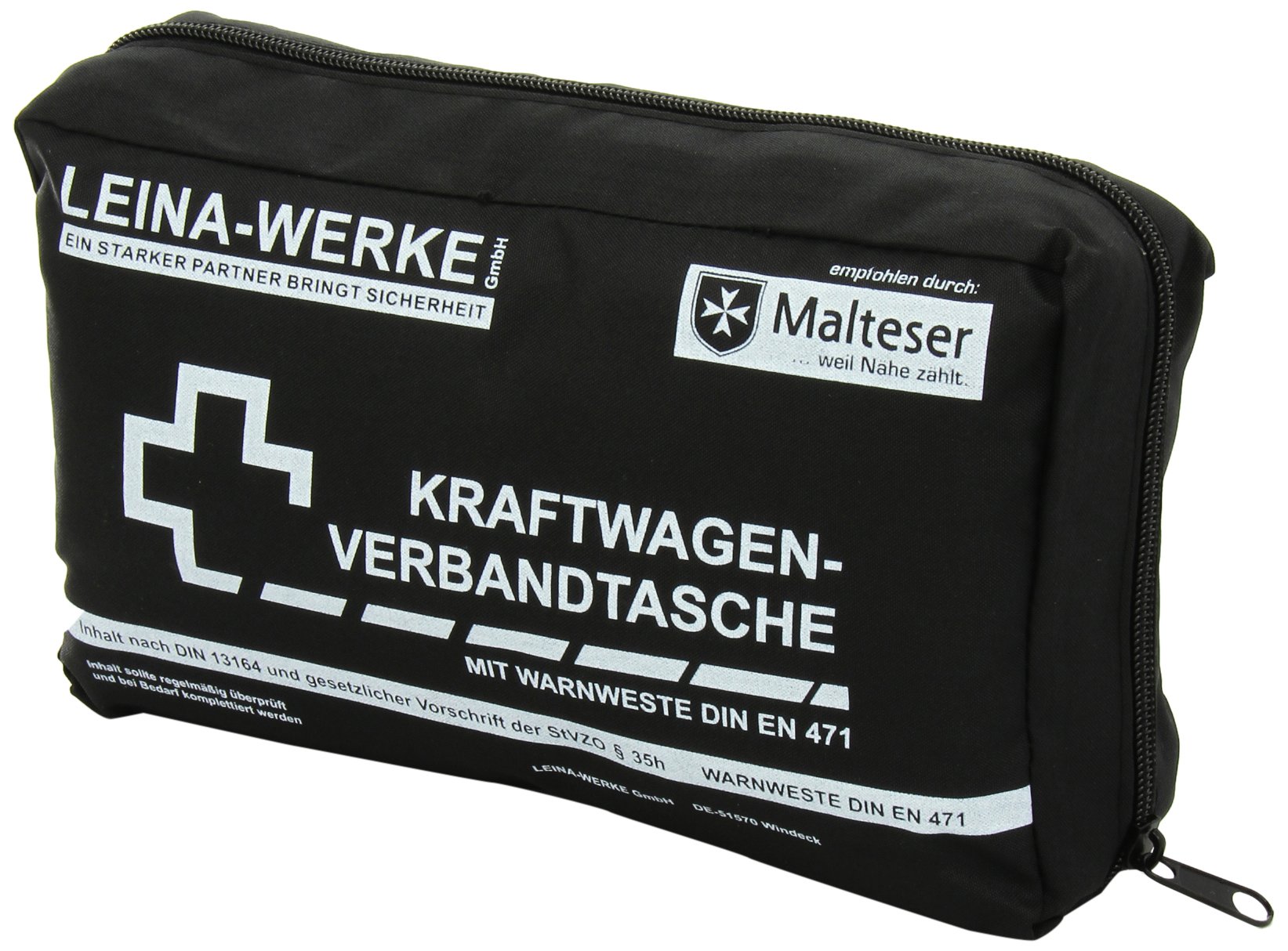 Leina-Werke 11018 KFZ-Verbandtasche Compact mit Warnweste ohne Klett, Schwarz/Weiß Leina-Werke 11018 KFZ-Verbandtasche Compact mit Warnweste ohne Klett, Schwarz/Weiß von LEINA-WERKE