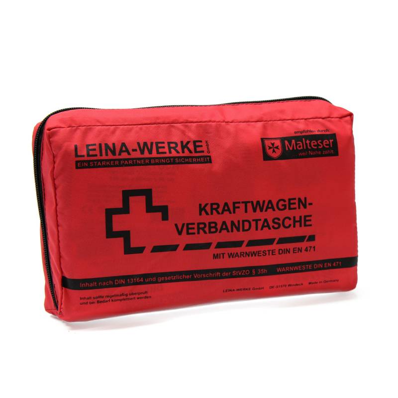 Leina-Werke 11020 KFZ-Verbandtasche Compact mit Warnweste und Klett, Rot/Schwarz von Leina-Werke