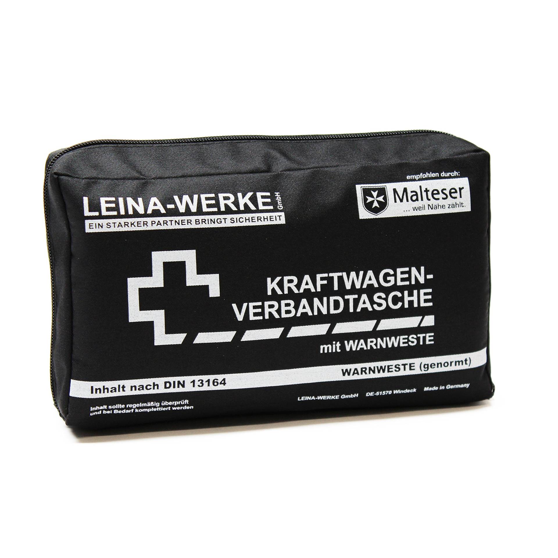 Leina-Werke 11022 KFZ-Verbandtasche Compact mit Warnweste und Klett, Schwarz/Weiß Leina-Werke 11022 KFZ-Verbandtasche Compact mit Warnweste und Klett, Schwarz/Weiß von LEINA-WERKE