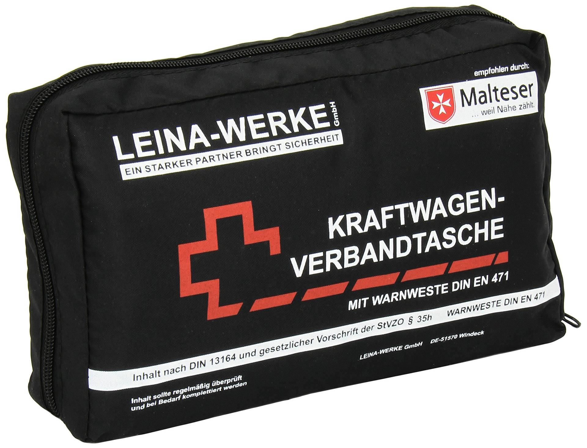 Leina-Werke 11031 KFZ-Verbandtasche Compact mit Warnweste und Klett, 2-Farbig Sortiert von LEINA-WERKE