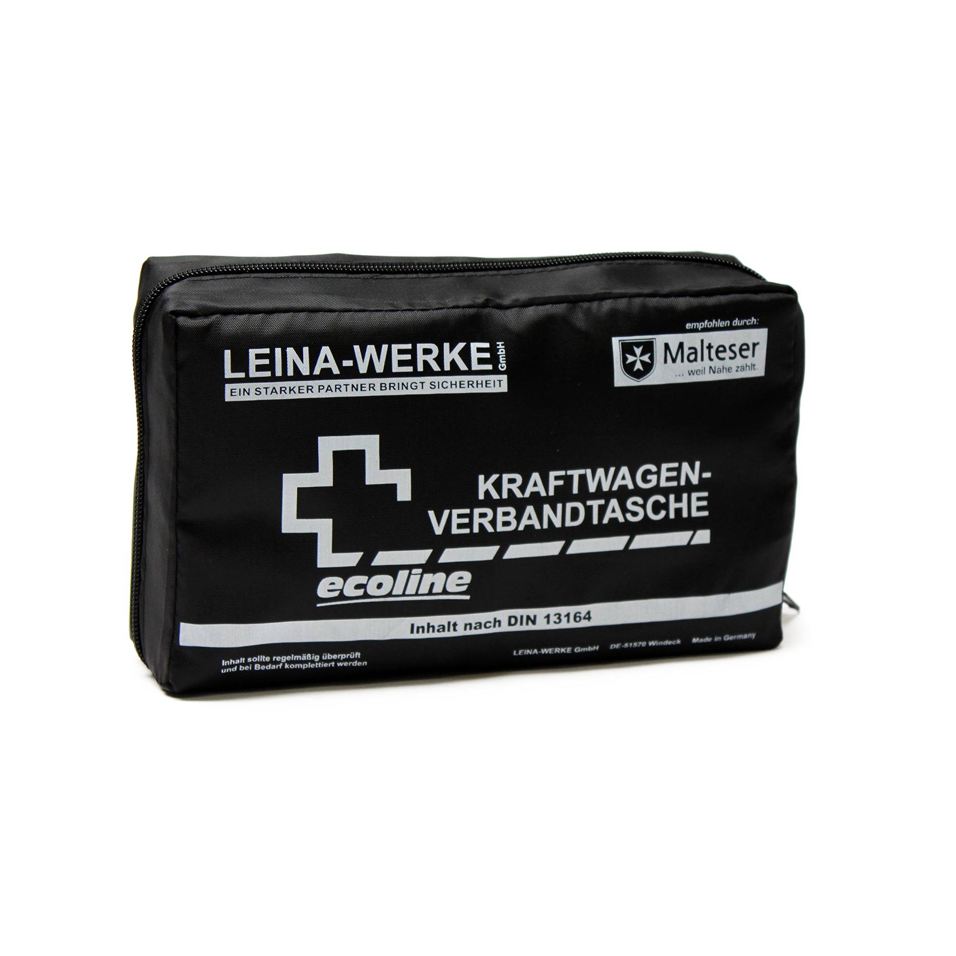 Leina Werke 11038 KFZ-Verbandtasche Compact Ecoline mit Klett, Schwarz/Weiß, White print von LEINA-WERKE
