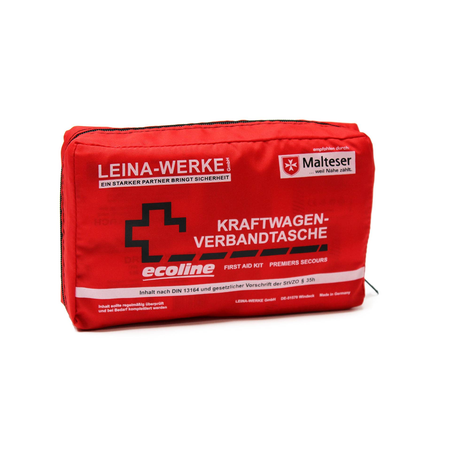 Leina-Werke 11040 KFZ-Verbandtasche Compact Ecoline ohne Klett, Rot/Schwarz/Weiß von LEINA-WERKE