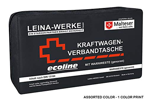 Leina-Werke 11055 KFZ-Verbandtasche Compact Ecoline mit Warnweste und Klett, 1-Farbig Sortiert von Leina Werke