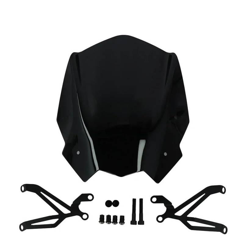 Windschutzscheibe Motorrad Für G310R 2017-2024 Windschutzscheibe Motorrad Windschutzscheibe Winddicht Glas Mit Montage Halterung Deflektor Zubehör(Black) von LEINOX
