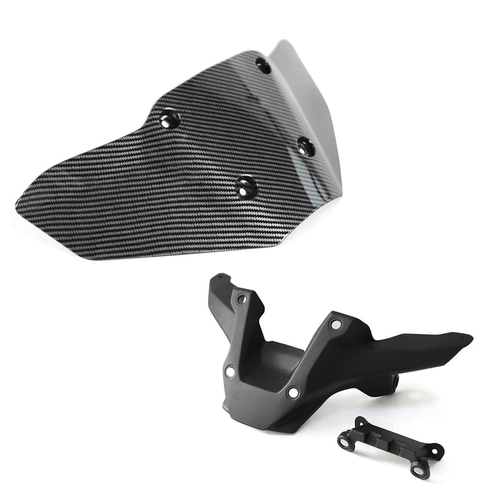 Windschutzscheibe Motorrad Für MT 09 MT-09 SP 2024 Motorrad Zubehör Windschutzscheibe Front Unterstützung Windschutzscheibe Windabweiser(1set Carbon Fiber) von LEINOX
