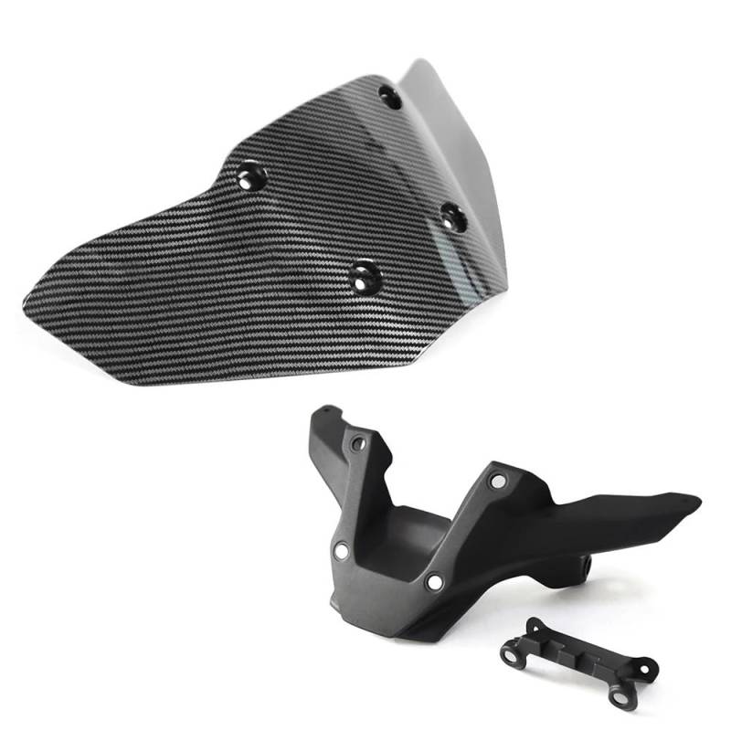 Windschutzscheibe Motorrad Für MT 09 MT-09 SP 2024 Motorrad Zubehör Windschutzscheibe Front Unterstützung Windschutzscheibe Windabweiser(1set Carbon Fiber) von LEINOX