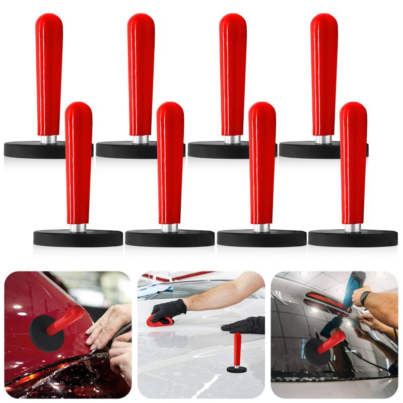 LEKEFETO 8 Stück Auto Montagemagnet: Verpackungs Gripper Magnethalter, Montagemagnette Magnet, Folierungs Werkzeug für Folieren Folie, Car Wrapping, Auto Folie DIY, Auto Folie Wrap, (Rot) von LEKEFETO