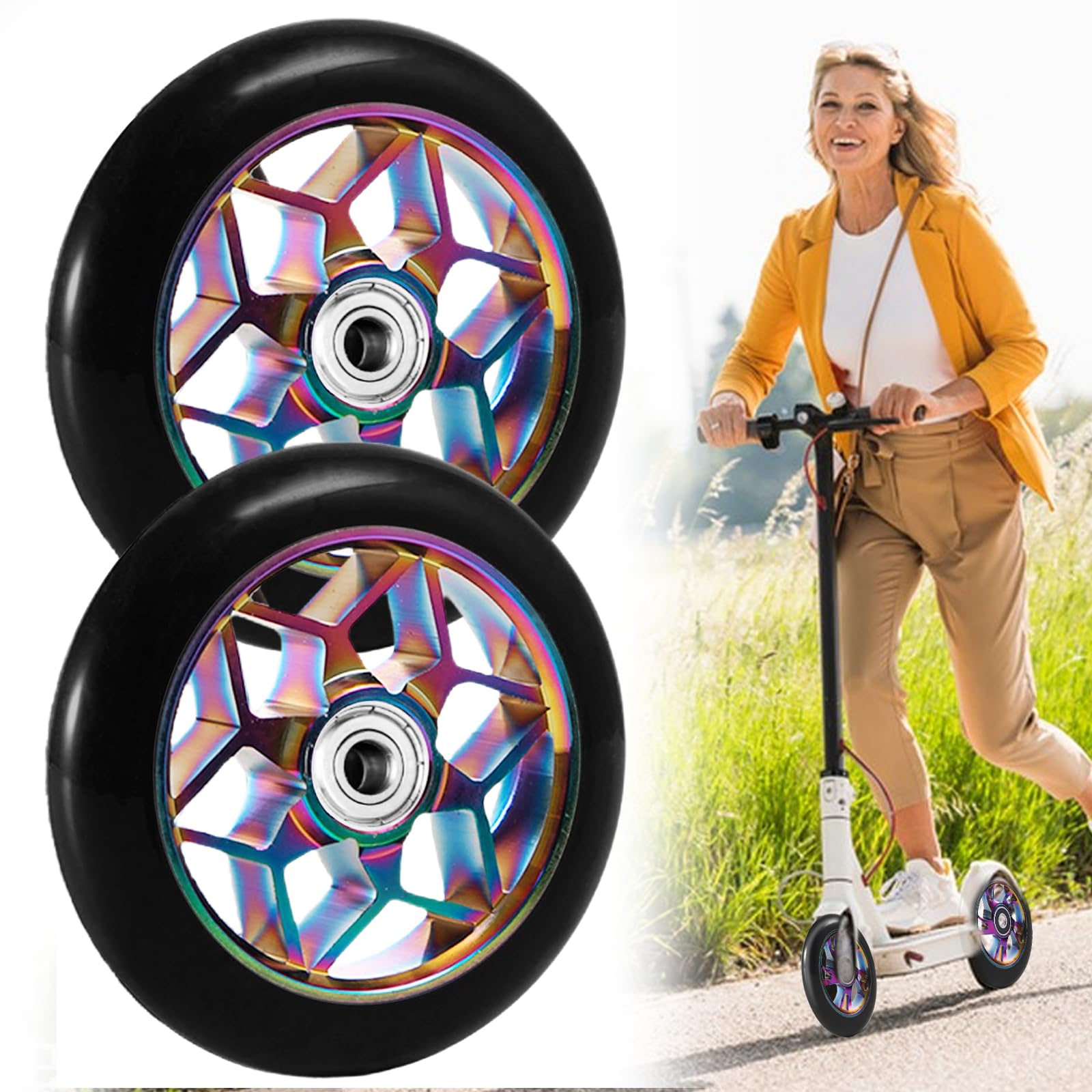 Stunt Scooter Rollen 110mm: LEKEFETO 2 StückStunt Scooter Räder mit ABEC-9 Lager, Kick Scooter Rollen Verdickte Langlebigkeit PVC für alle Roller mit 110mm Rädern Stunt Scooter Rollen 110mm: LEKEFETO 2 StückStunt Scooter Räder mit ABEC-9 Lager, Kick Scooter Rollen Verdickte Langlebigkeit PVC für alle Roller mit 110mm Rädern von LEKEFETO