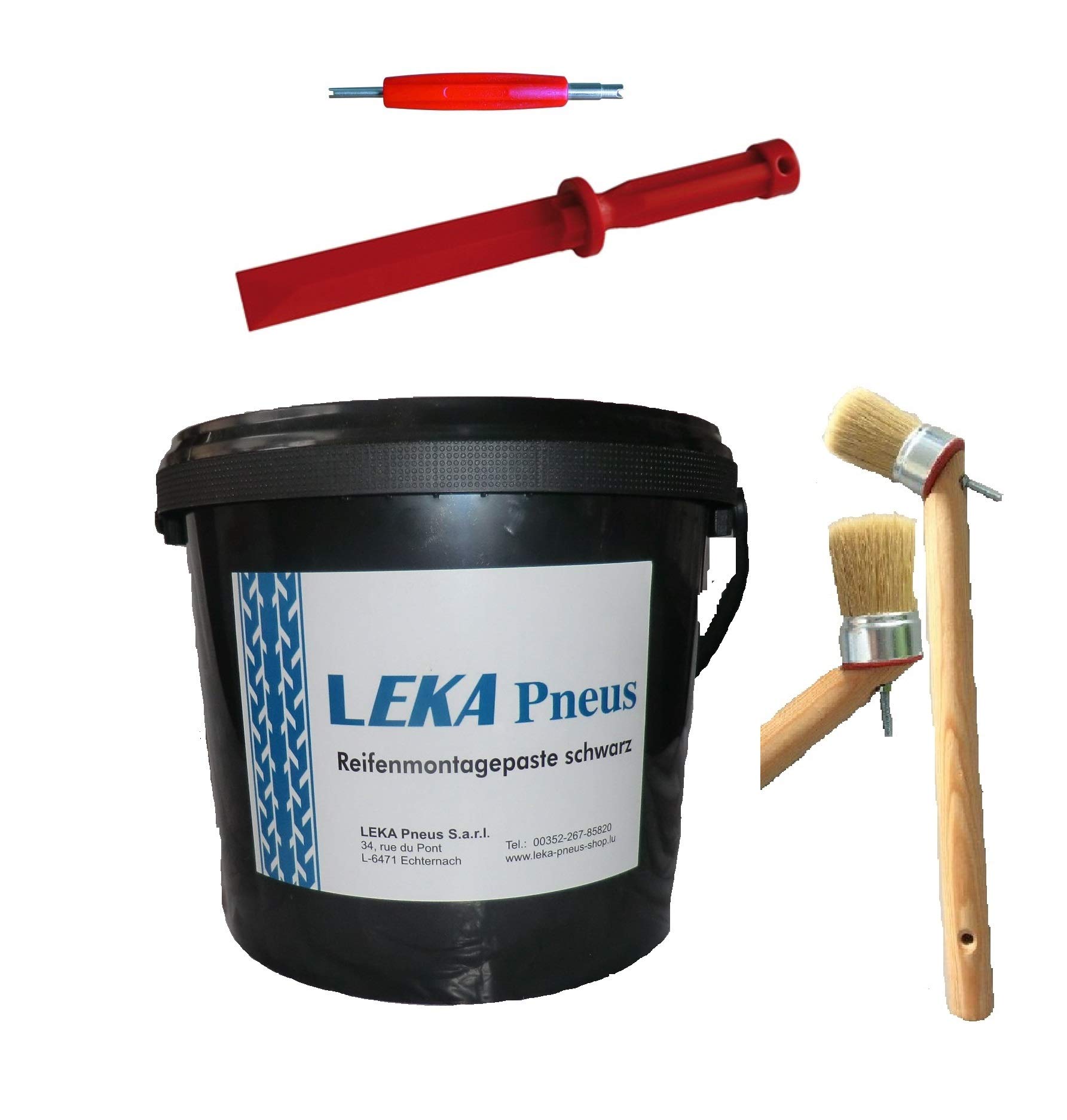 LELUX Reifen-Montage Starter Set 5Kg Montagepaste SCHWARZ +Ventileinzieher und Montagepinsel von LELUX