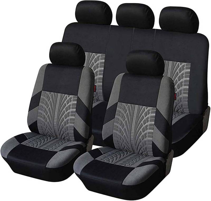 LEMAS Auto Sitzbezüge Sets für Mercedes Benz C-Class T-Modell Wagon C180 / C200 Avantgarde AMG Line Wagon, 5 Sitzer Allwetter Atmungsaktiv Autositz Schonbezug Innenraum Zubehör,C-Grey von LEMAS