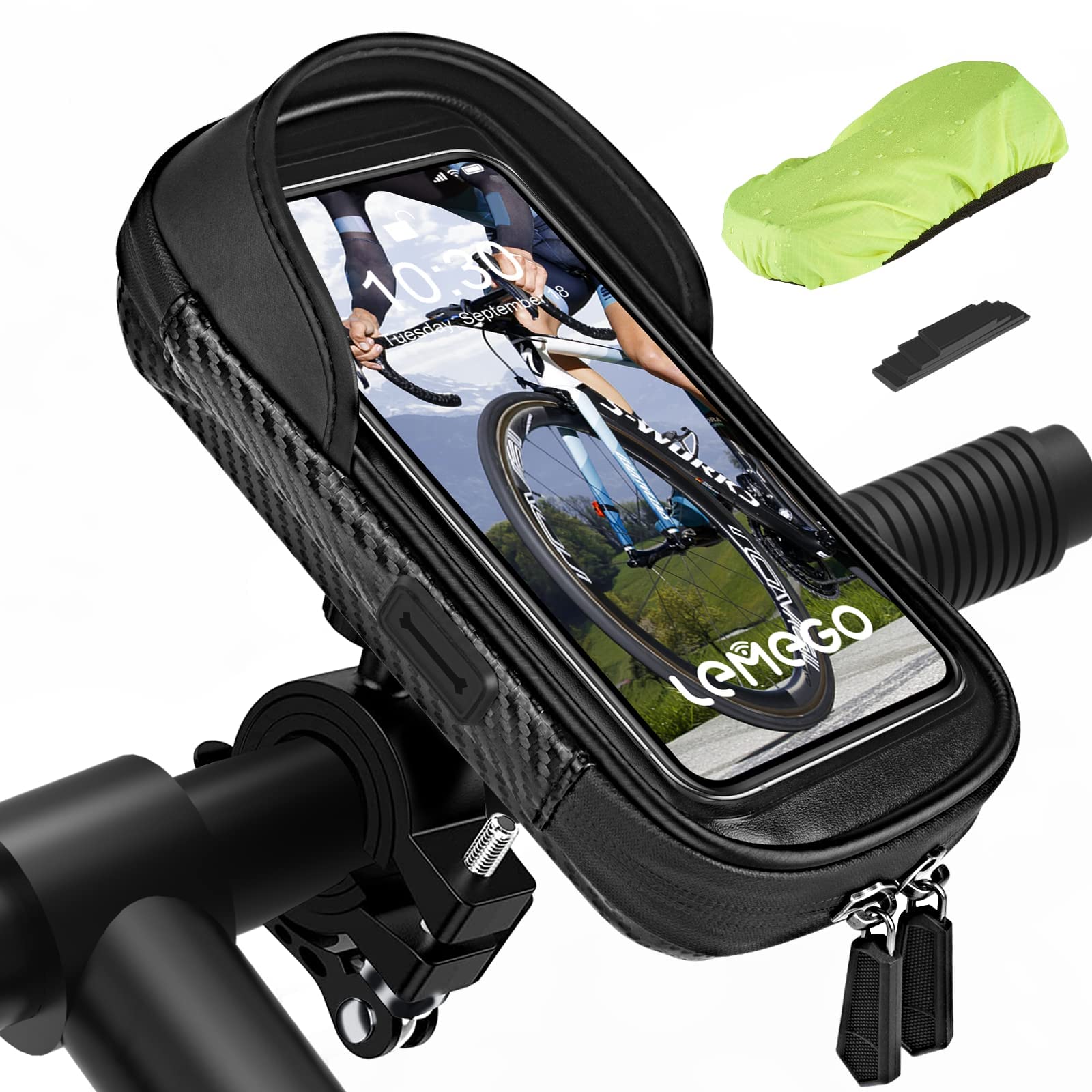 Handyhalterung Fahrrad Wasserdicht Handyhalter Motorrad 360°Drehbarem Fahrradhalterung Lenkertasche für 4.7-7 Zoll Smartphone mit Regenhaube Fahrradtasche Fahrradlenker Halter Tasche von LEMEGO