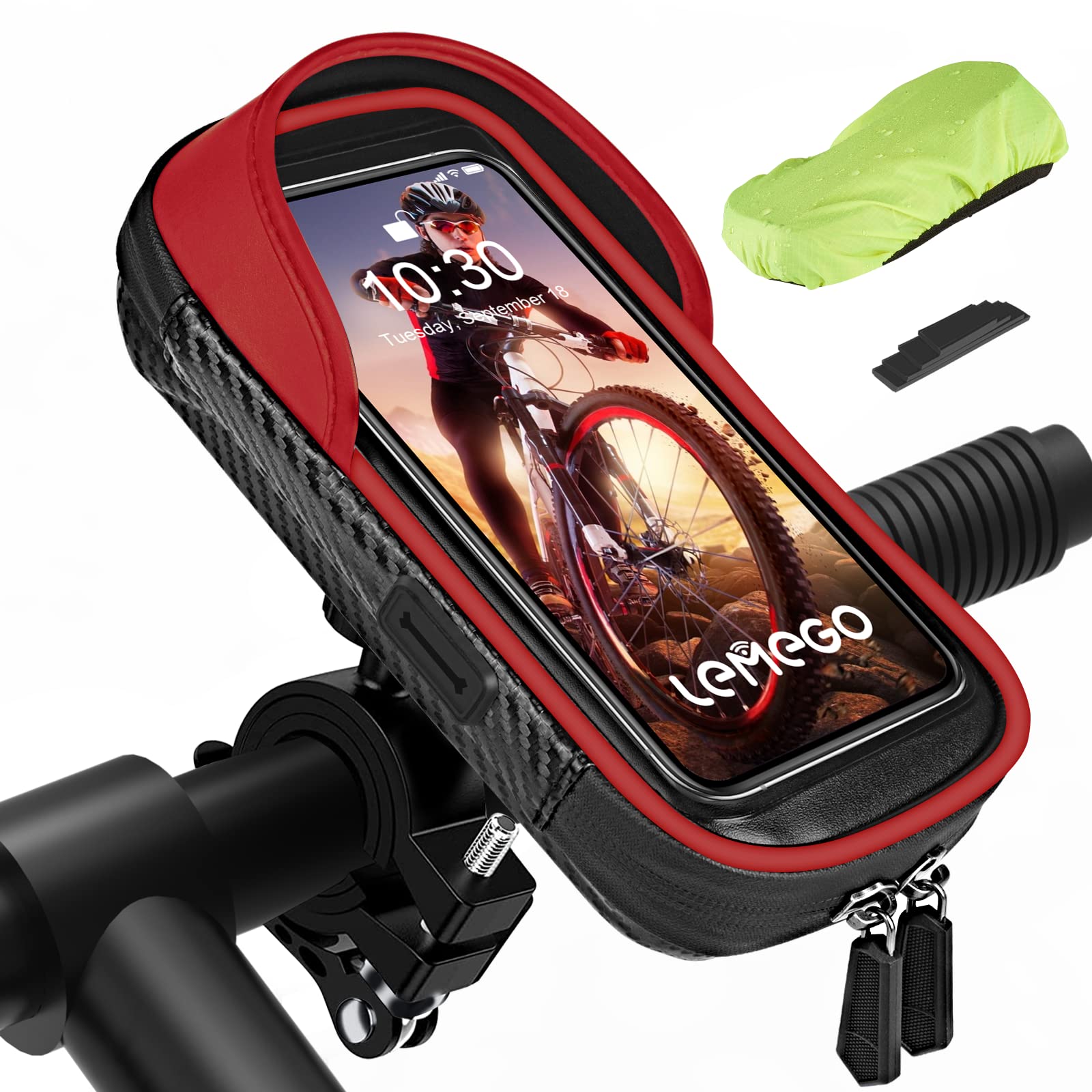 Handyhalterung Fahrrad Wasserdicht Handyhalter Motorrad Handy Halterung 360°Drehbarem Fahrradhalterung Lenkertasche für 4.7-7 Zoll Smartphone mit Regenhaube Fahrradtasche Fahrradlenker Halter Tasche von LEMEGO