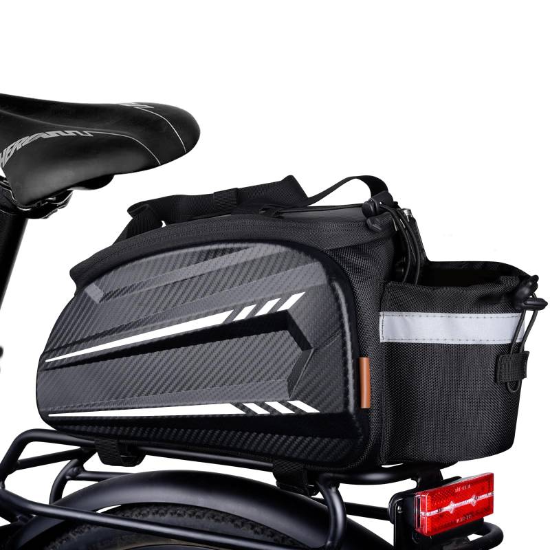 LEMEGO Fahrradtasche für Gepäckträger, Satteltaschen für Fahrrad 10L Gepäckträgertasche Fahrradtasche Wasserdicht mit Trinkflaschenhalterung Regenschutzhülle Reflektierende Seitenstreifen von LEMEGO