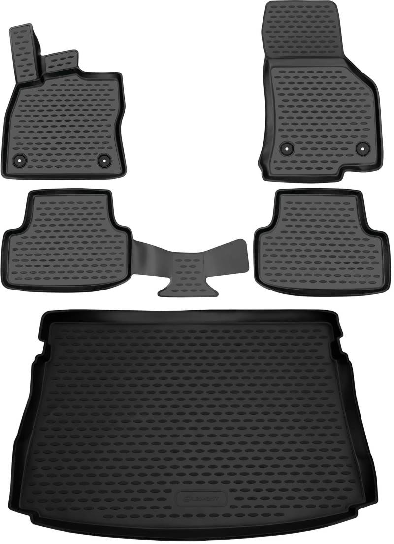 Element 3D Gummimatten & Kofferraummatte Set passend für VW Golf 7 | Baujahr 2012-2020 | Schrägheck | 100% passgenaue Auto Fußmatten, robuste Fußmatte Auto, Gummimatten Auto, Fussmatten Gummi von LEMENT