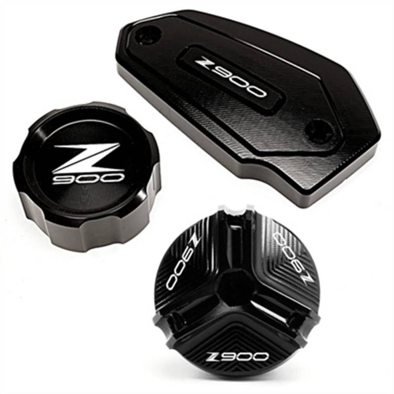 LEMING Ölbehälter Fluid Abdeckung Für Z900 Z 900 Z900 2017-2021 Motorradzubehör CNC Bremsflüssigkeitsdeckel Hinten Vorne Hauptbremszylinderdeckel von LEMING