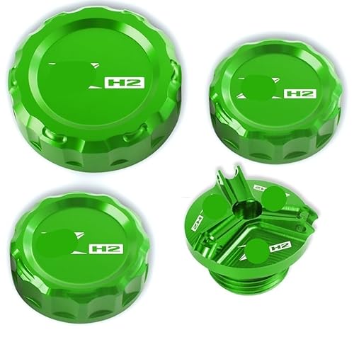 LEMING Ölbehälter Fluid Abdeckung Für Kawasaki ZH2 Z H2 H2SX SX SE Performance Zubehör Bremskupplungsflüssigkeitsbehälter Abdeckungen Kappen Amp Motorstopfen Öleinfülldeckel (Color : Green-ZH2) von LEMING
