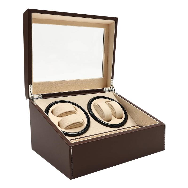 LENJKYYO Automatische Uhrenbeweger Box für 4+6 Uhren Aufbewahrungsbox aus Holz mit leisem Motor Automatikuhren Watch Winder Box für Automatikuhren Uhrendrehe von LENJKYYO