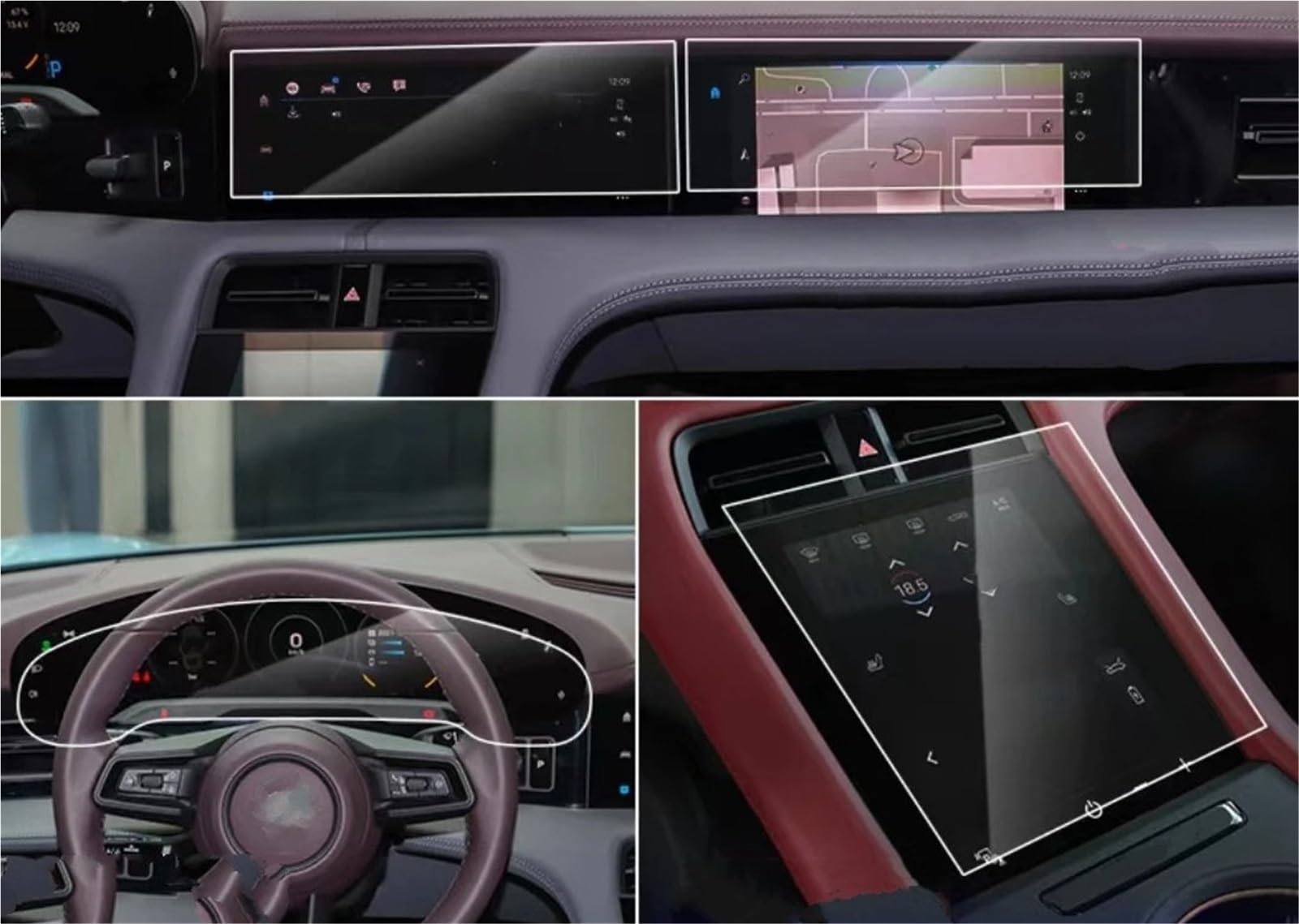 Navigation Schutzfolie Für Taycan 2020 2021 2022 Auto LCD GPS Navigation Gehärtetem Glas Und Dashboard Bildschirm Film Schutz Displayschutzfolie(4 Pieces) von LENTLY