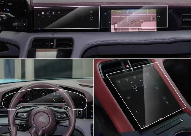 Navigation Schutzfolie Für Taycan 2020 2021 2022 Auto LCD GPS Navigation Gehärtetem Glas Und Dashboard Bildschirm Film Schutz Displayschutzfolie(4 Pieces) von LENTLY