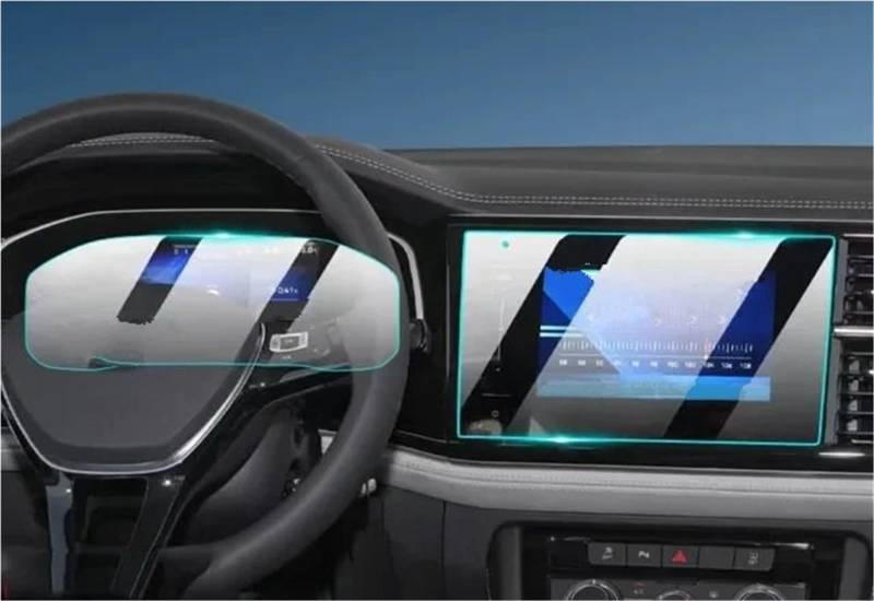 Navigation Schutzfolie Für VW Für Jetta 2023 Auto GPS Navigation Center Touch Display Und Dashboard Gehärtetem Glas Screen Protector Film Displayschutzfolie(Dashboard and GPS) von LENTLY
