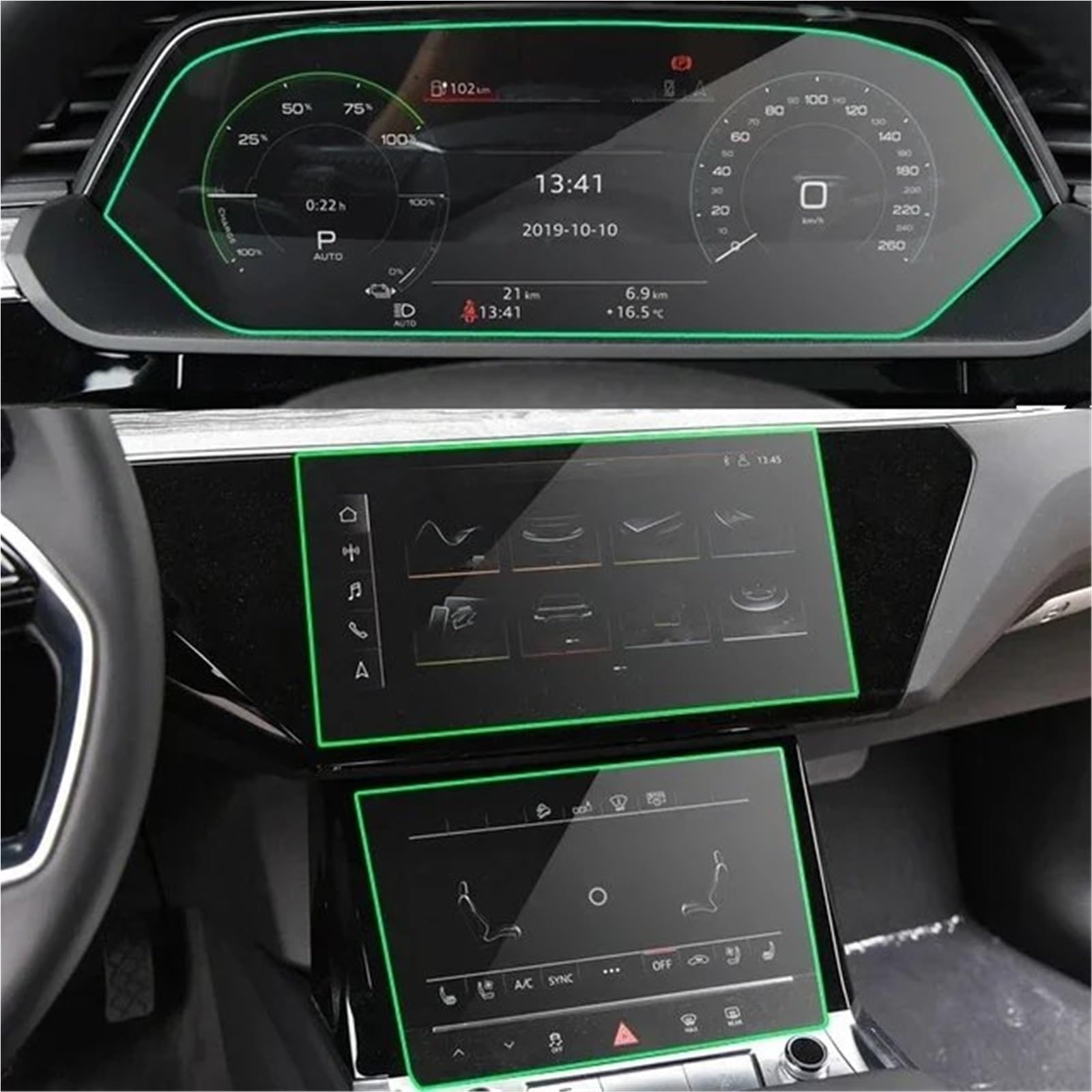 Navigation Schutzfolie Gehärtetes Glas Autozubehör LCD-Bildschirm Schutzfolie Auto GPS Navigation Armaturenbrett Schutz Für E-tron 2018 2019 2020 2021 Displayschutzfolie(Navigation Dashboard) von LENTLY