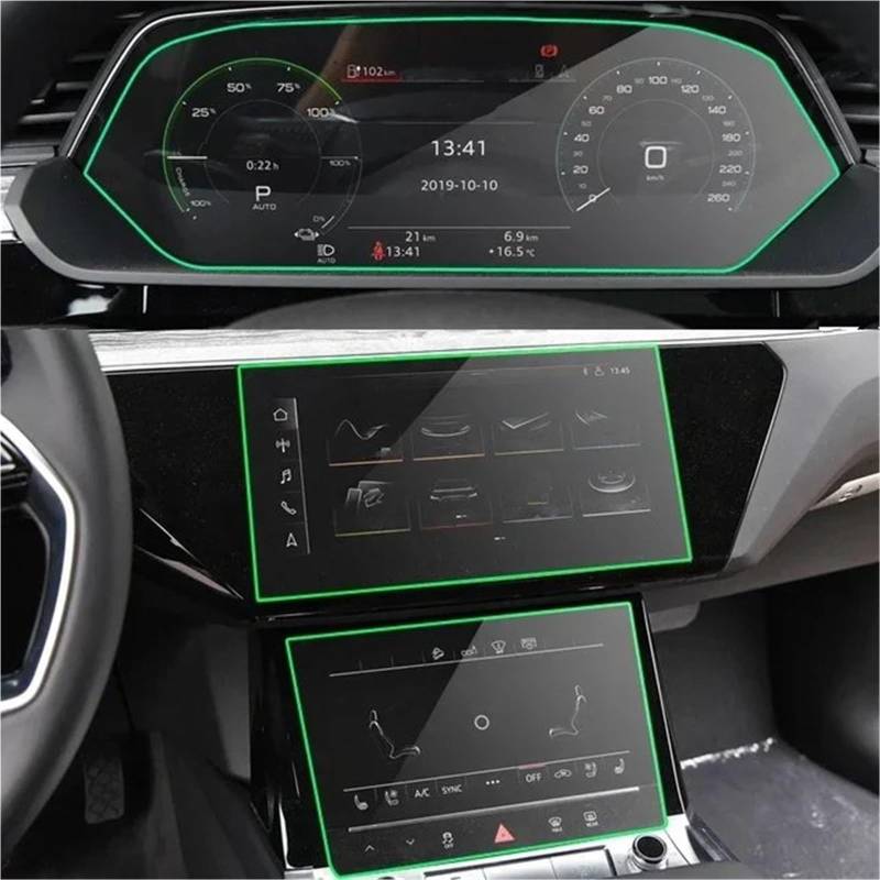 Navigation Schutzfolie Gehärtetes Glas Autozubehör LCD-Bildschirm Schutzfolie Auto GPS Navigation Armaturenbrett Schutz Für E-tron 2018 2019 2020 2021 Displayschutzfolie(Navigation Dashboard) von LENTLY