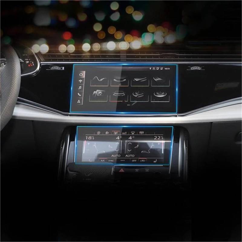 Navigation Schutzfolie Schutzfolie Aus Gehärtetem Glas Für Q7 Für Q8 2020 2021 2022, Auto-Navigations-Bildschirm, Dashboard-Bildschirm, Auto-Innenausstattung Displayschutzfolie(GPS air Conditioning) von LENTLY