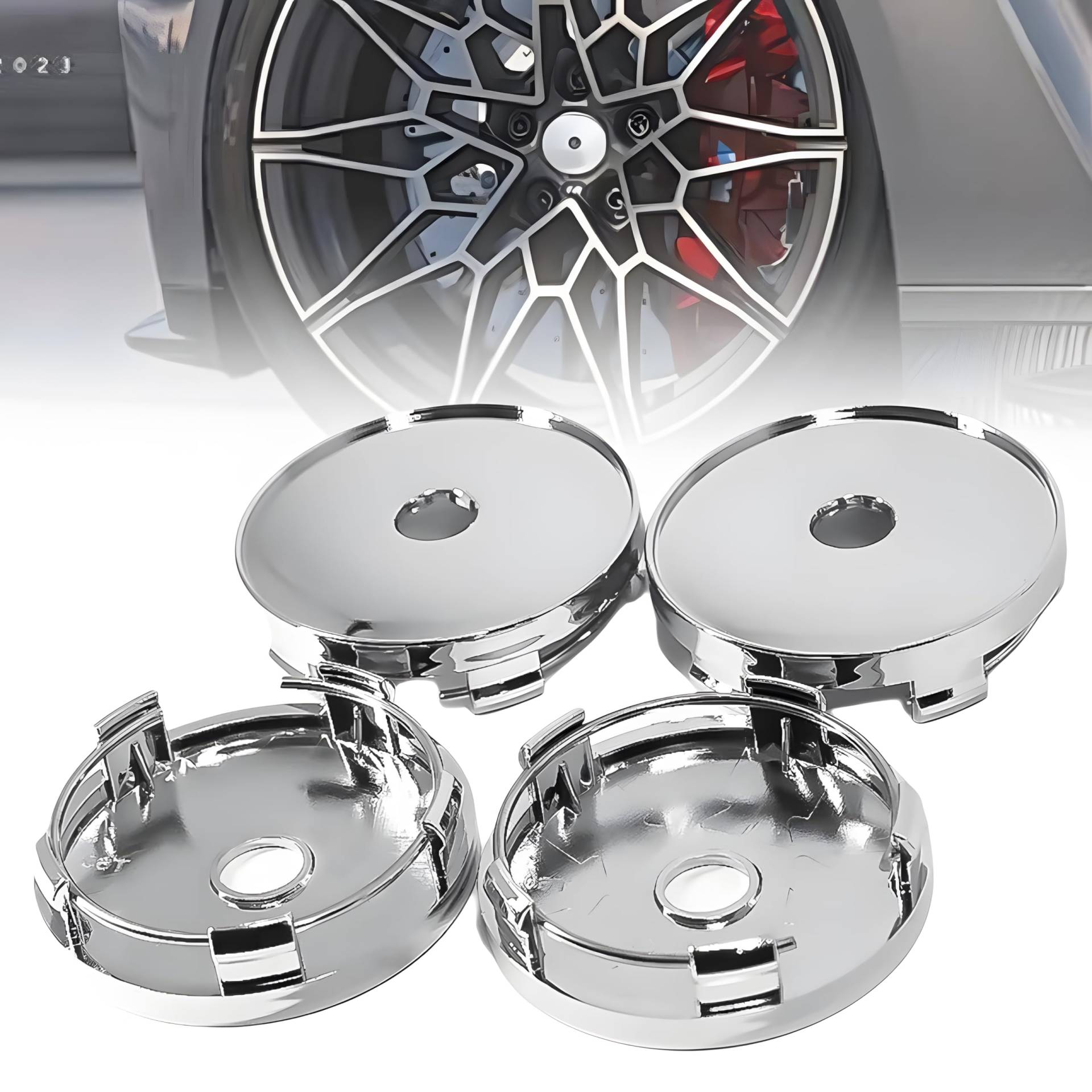 4 Stück Radkappe, ABS Radkappe, Universal Radabdeckung, Felgenabdeckung für Universal Autozubehör Radabdeckung Felgen, Außendurchmesser 60 mm (Silber) von LENTQIUTT