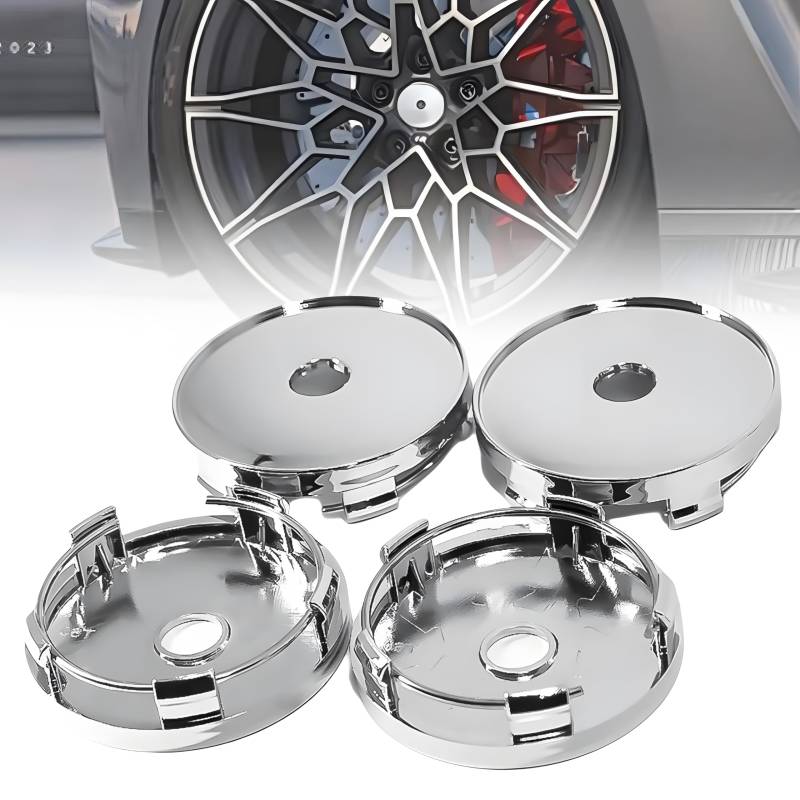 4 Stück Radkappe, ABS Radkappe, Universal Radabdeckung, Felgenabdeckung für Universal Autozubehör Radabdeckung Felgen, Außendurchmesser 60 mm (Silber) von LENTQIUTT