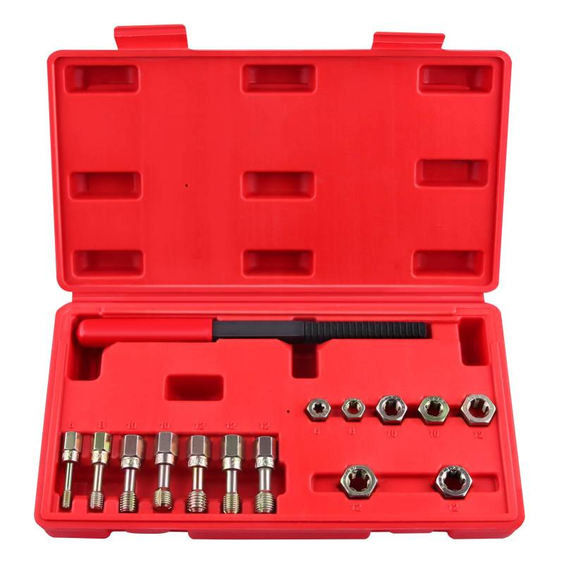 LEONTOOL 15 Stück Metrisches Gewinde Chaser Set, M6 M8 M10 M12 Gewinde Restorer Werkzeug Enthält 7 Gewindebohrer 7 Schneideisen 1 Gewindefeile, Universal Gewindereiniger Werkzeug Gewinde Nachfädeln von LEONTOOL