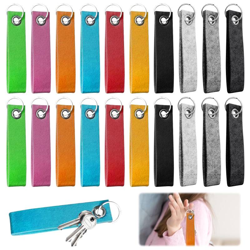 LETTERASHQP 20 Stück Bunter Filz-Schlüsselanhänger, Personalisiert, DIY Dekoration Handwerk Schlüsselring von LETTERASHQP