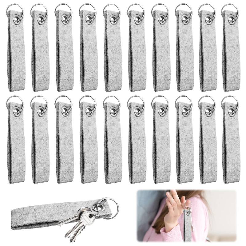 LETTERASHQP 20 Stück Hellgrauer Filz Schlüsselanhänger, Personalisierte DIY Dekoration Handwerk Schlüsselring von LETTERASHQP