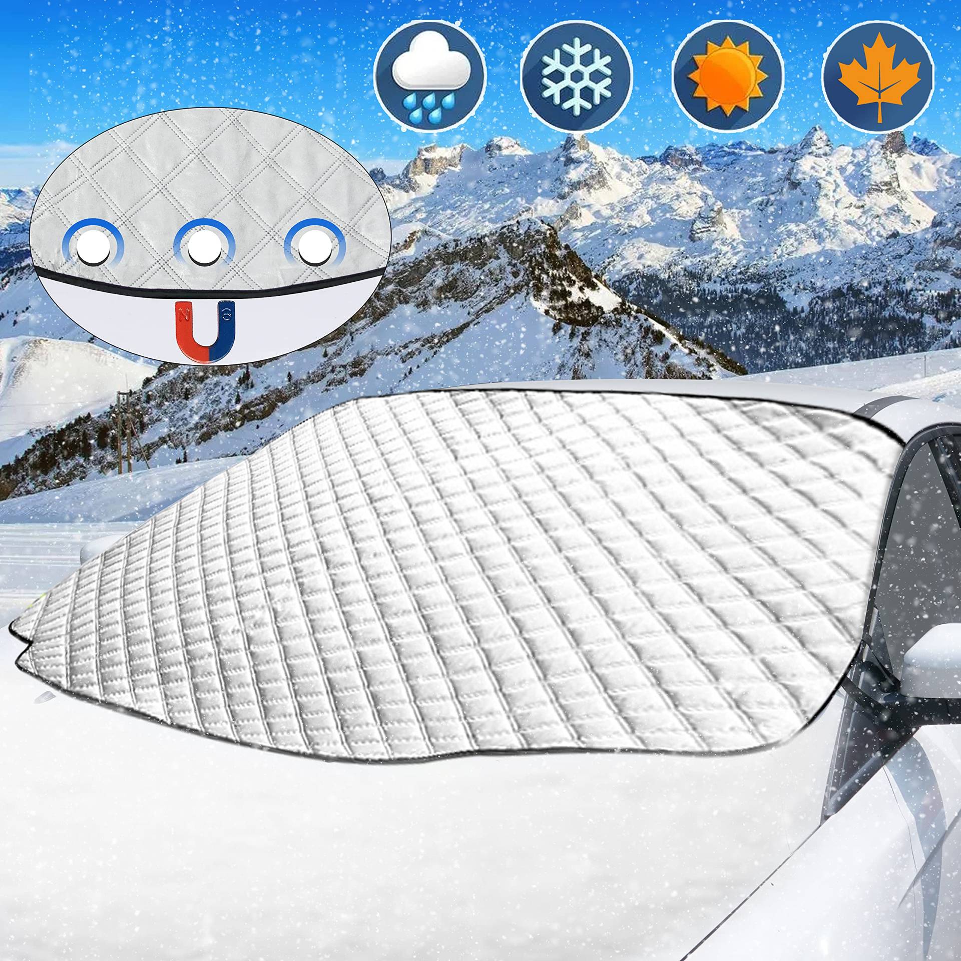 LEWONPO Frontscheibenabdeckung, Auto Scheibenabdeckung Windschutzscheibe Abdeckung Winterabdeckung Magnet Fixierung Faltbare Auto Abdeckung für die gegen Schnee, EIS, Frost, Staub, Sonne (193 * 126cm) LEWONPO Frontscheibenabdeckung, Auto Scheibenabdeckung Windschutzscheibe Abdeckung Winterabdeckung Magnet Fixierung Faltbare Auto Abdeckung für die gegen Schnee, EIS, Frost, Staub, Sonne (193 * 126cm) von LEWONPO